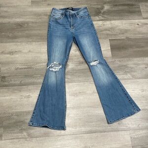 Hollister Dark Wash Flare Ripped Jeans